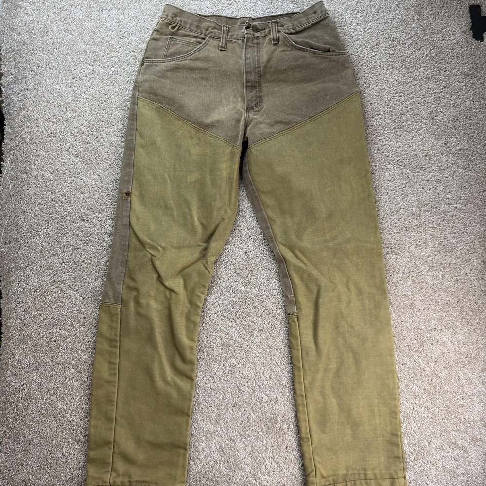 Vintage Wrangler Rugged Wear Pants Mens 32x32 Green Canvas Straight Leg Workwear